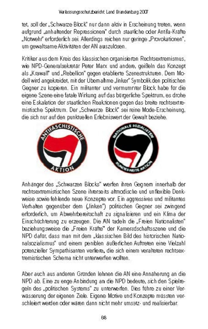 Seite 70 des Verfassungsschutzbericht 2007 Brandenburg