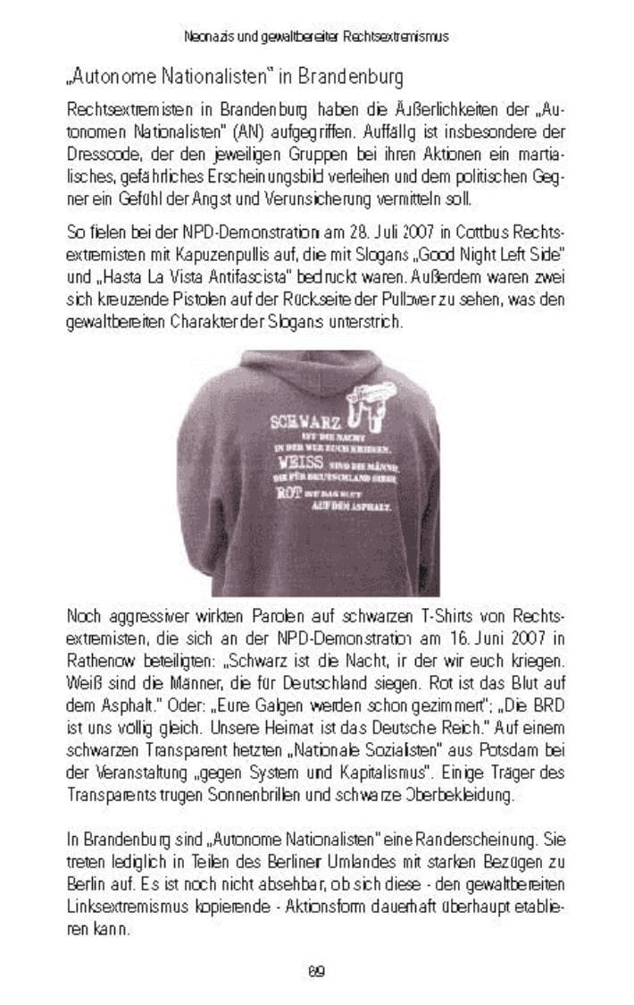 Seite 71 des Verfassungsschutzbericht 2007 Brandenburg