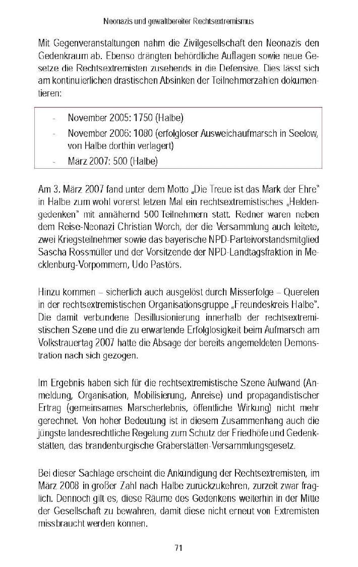 Seite 73 des Verfassungsschutzbericht 2007 Brandenburg