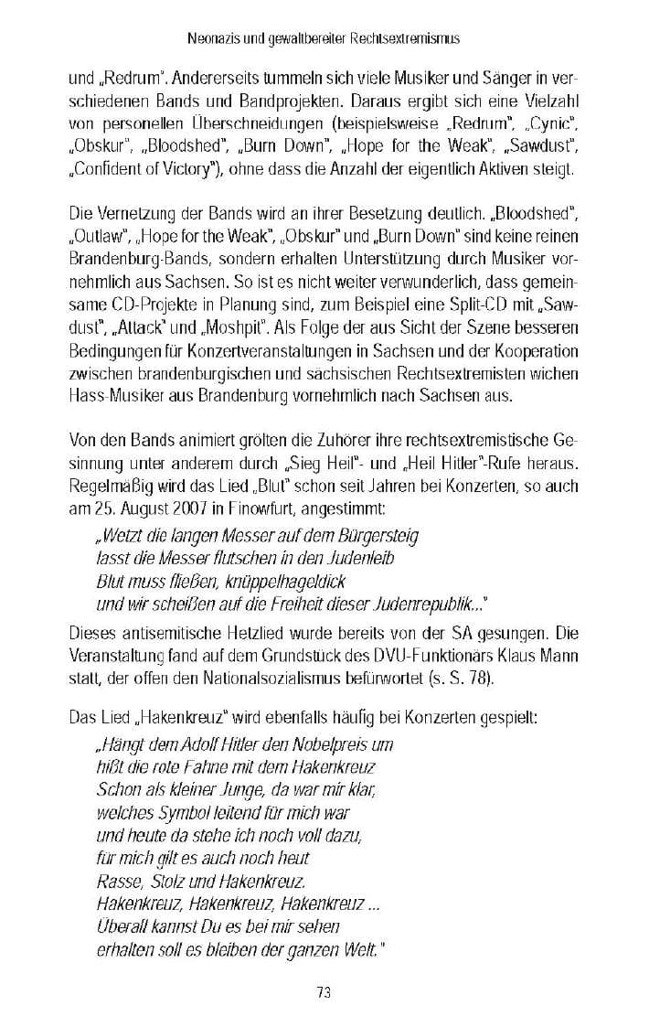 Seite 75 des Verfassungsschutzbericht 2007 Brandenburg