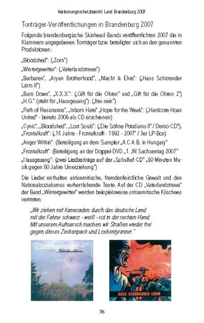 Seite 78 des Verfassungsschutzbericht 2007 Brandenburg