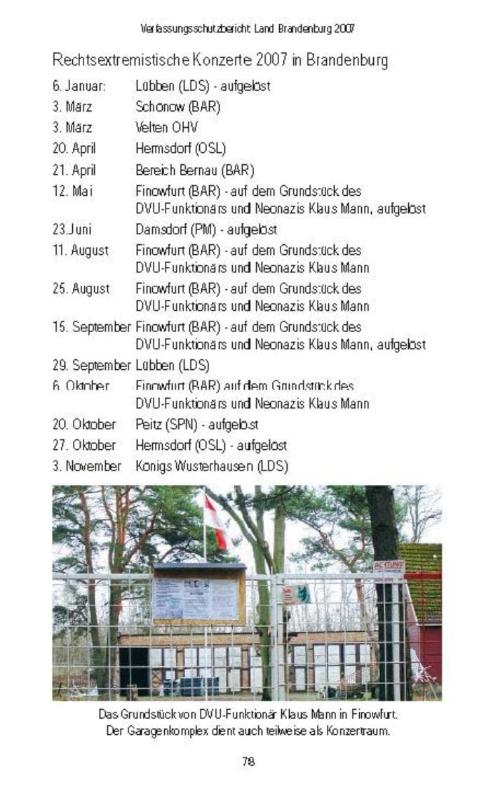 Seite 80 des Verfassungsschutzbericht 2007 Brandenburg