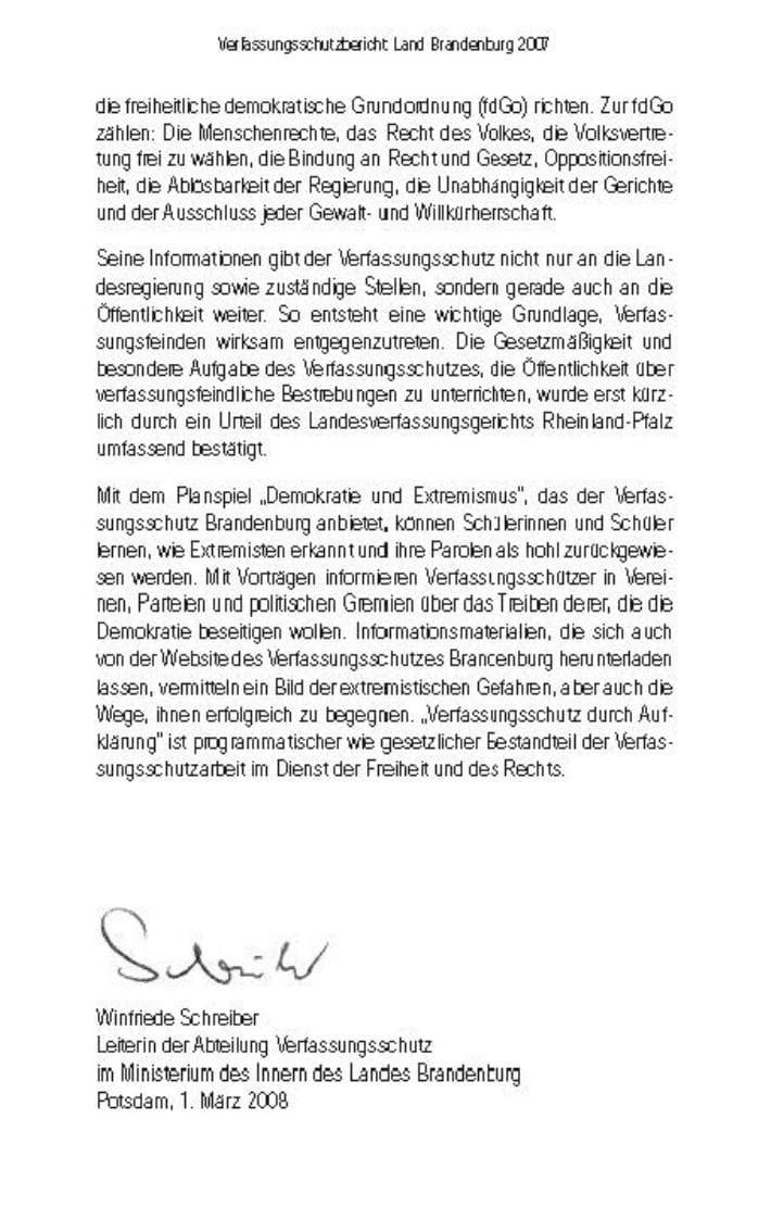 Seite 9 des Verfassungsschutzbericht 2007 Brandenburg