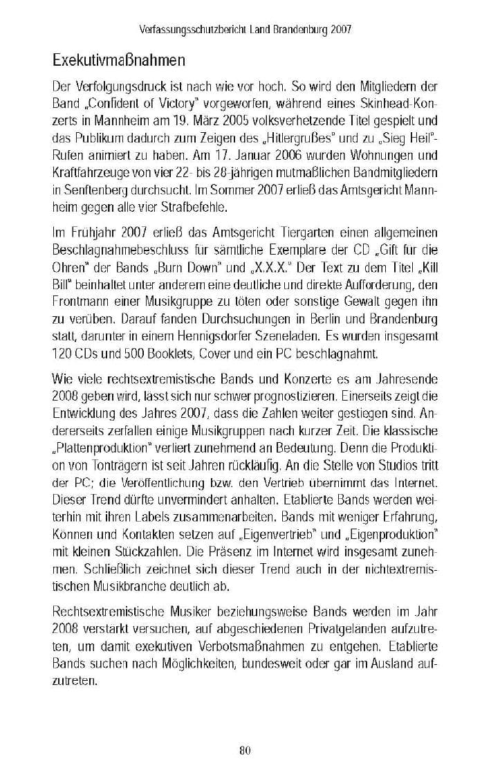 Seite 82 des Verfassungsschutzbericht 2007 Brandenburg