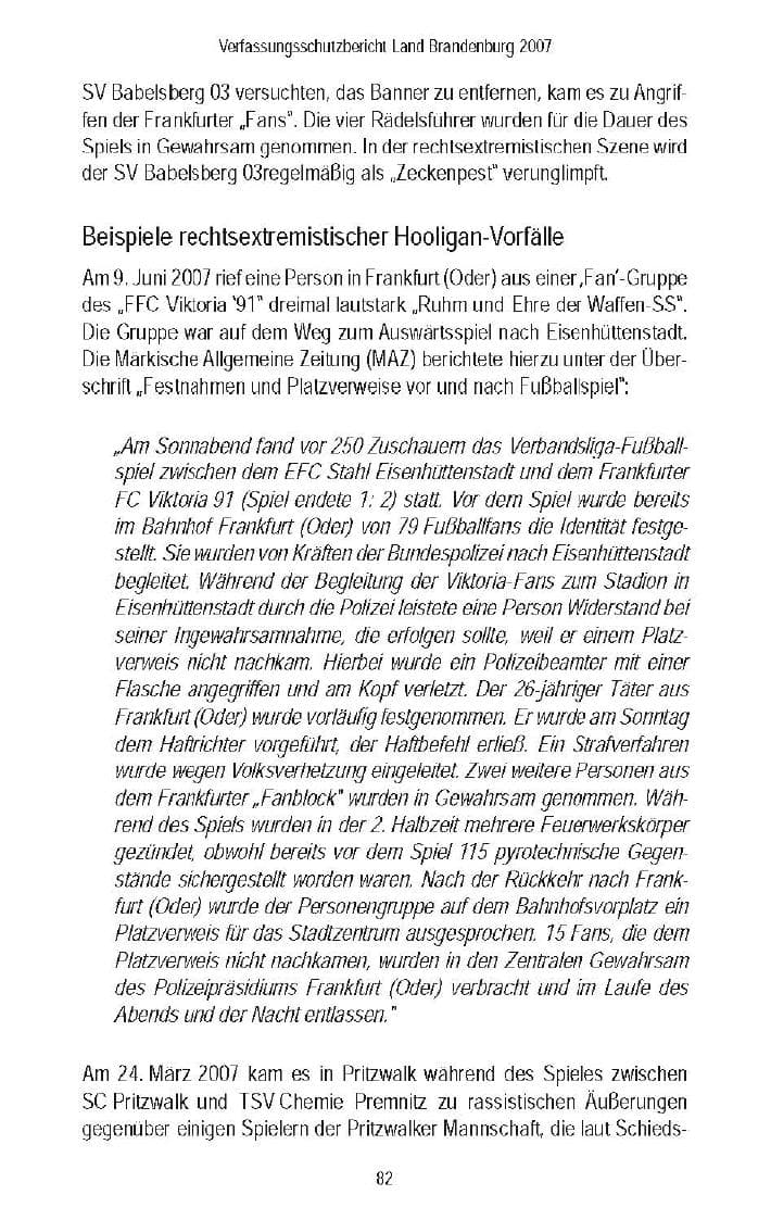 Seite 84 des Verfassungsschutzbericht 2007 Brandenburg