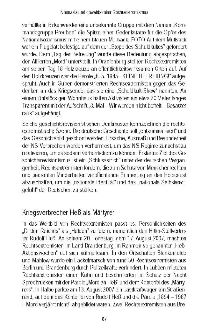 Seite 89 des Verfassungsschutzbericht 2007 Brandenburg