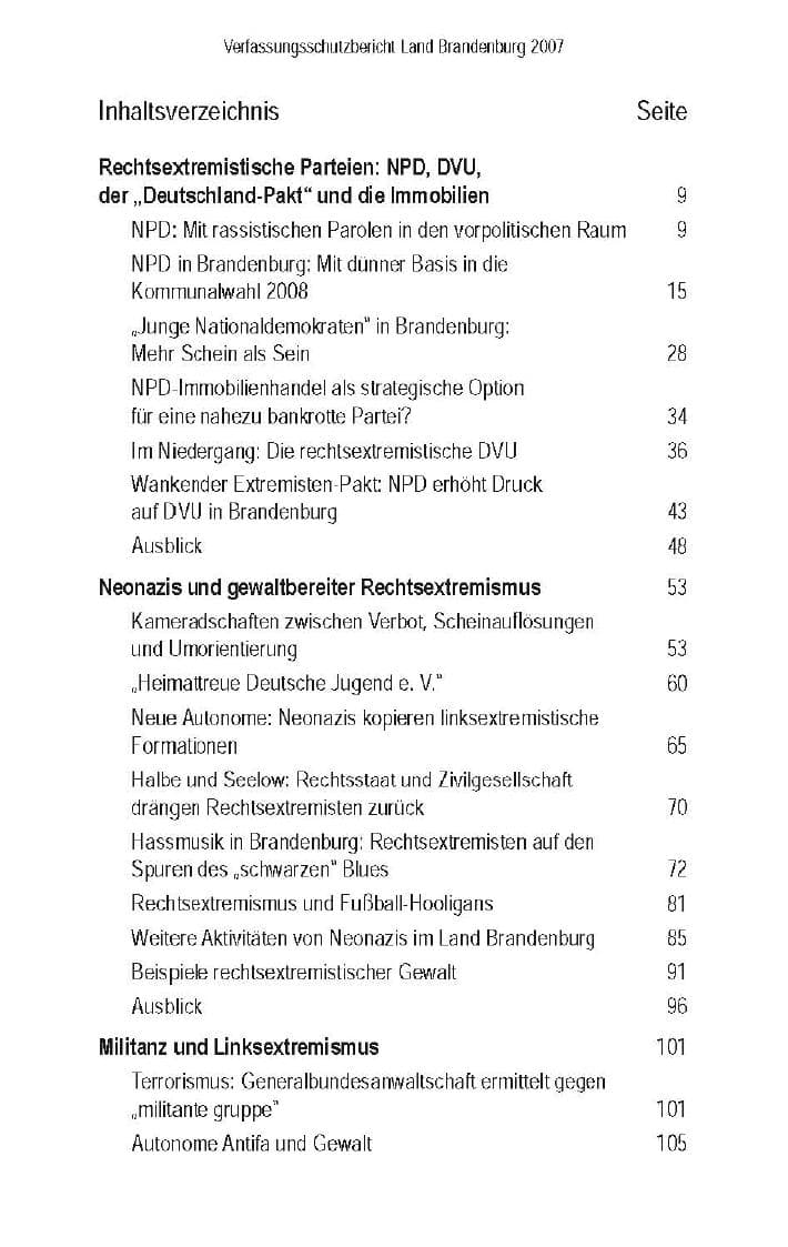 Seite 10 des Verfassungsschutzbericht 2007 Brandenburg