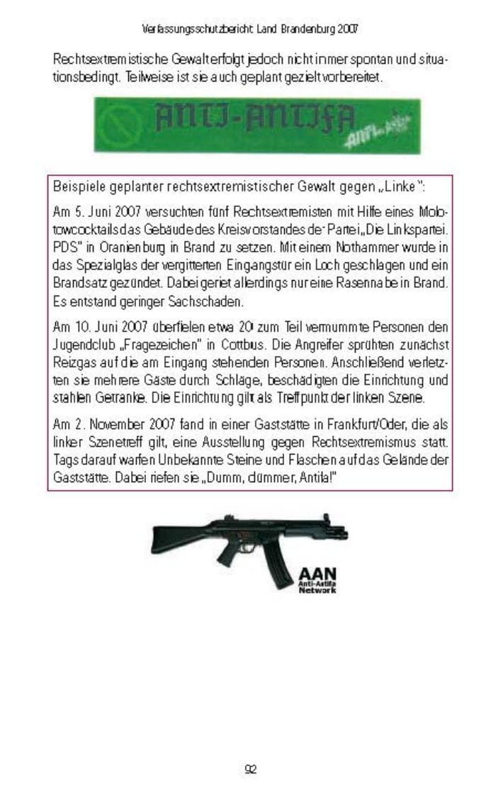 Seite 94 des Verfassungsschutzbericht 2007 Brandenburg