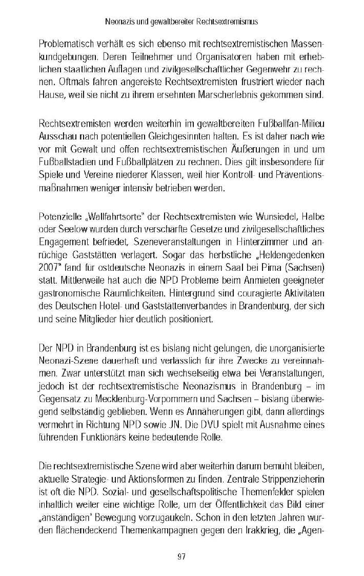 Seite 99 des Verfassungsschutzbericht 2007 Brandenburg