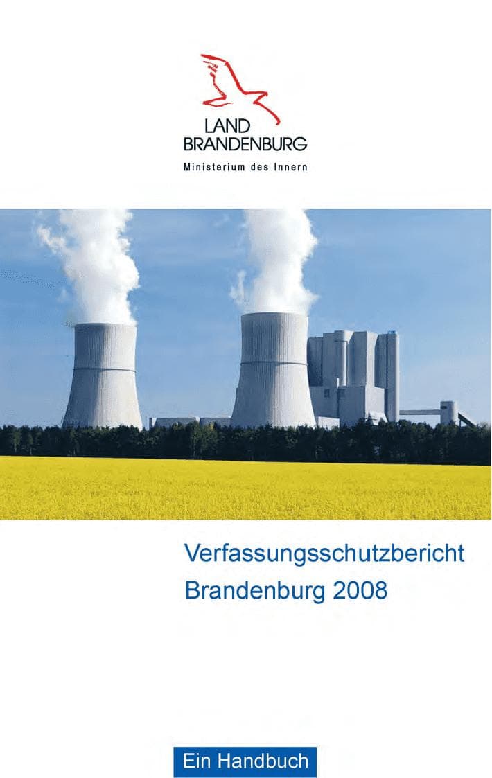Seite 1 des Verfassungsschutzbericht 2008 Brandenburg