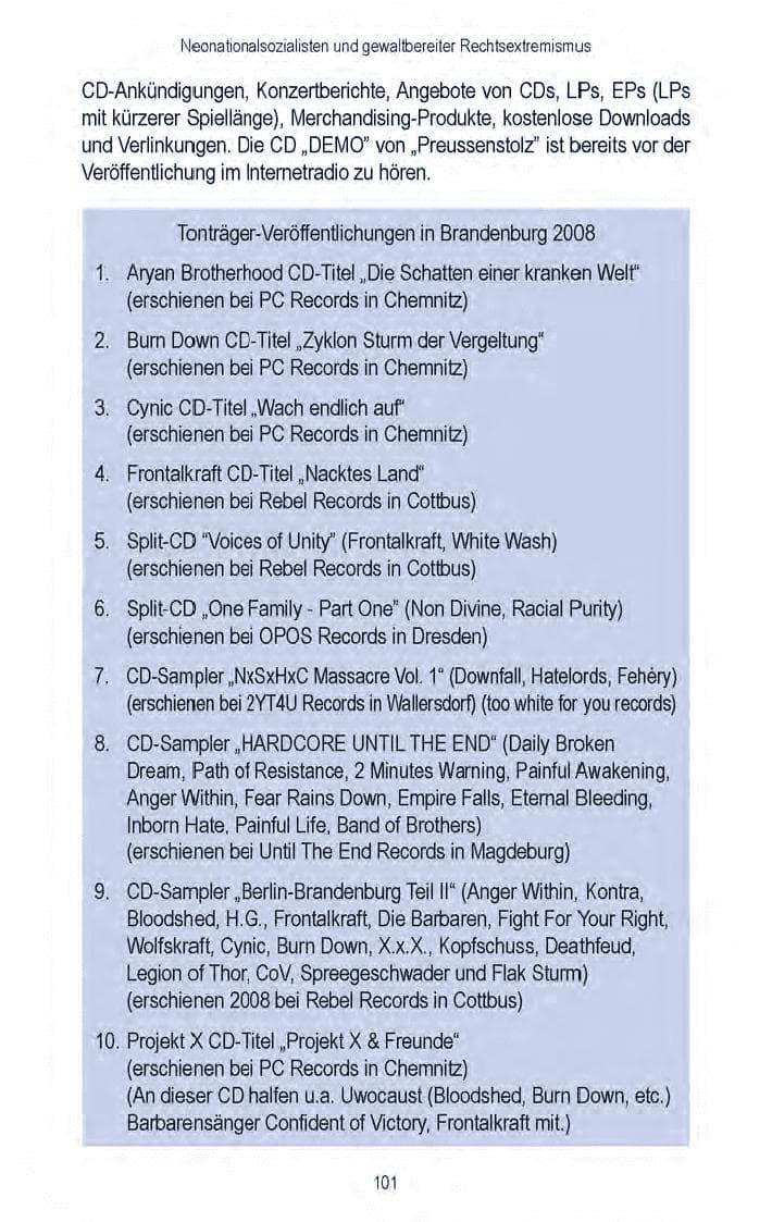 Seite 103 des Verfassungsschutzbericht 2008 Brandenburg