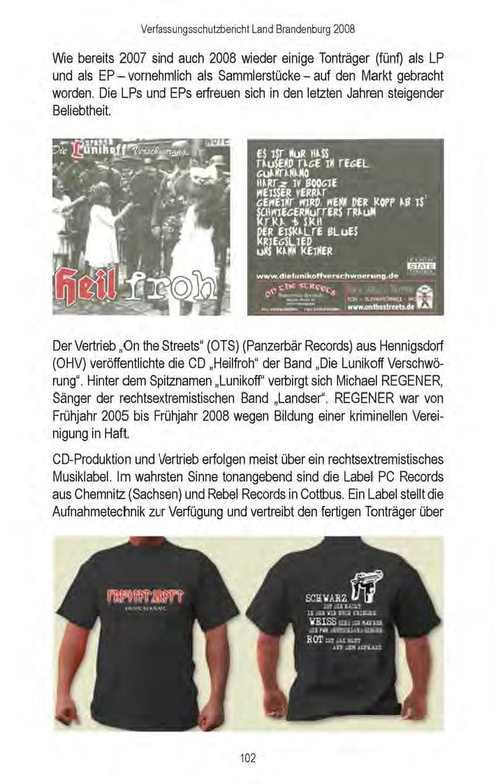 Seite 104 des Verfassungsschutzbericht 2008 Brandenburg