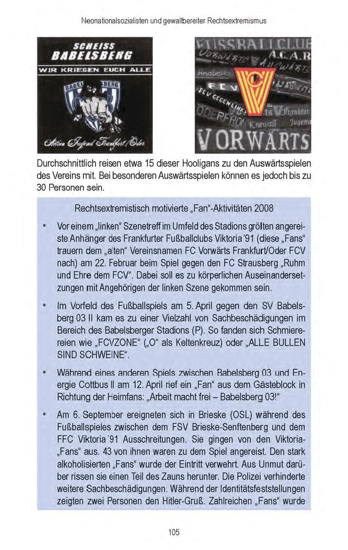 Seite 107 des Verfassungsschutzbericht 2008 Brandenburg