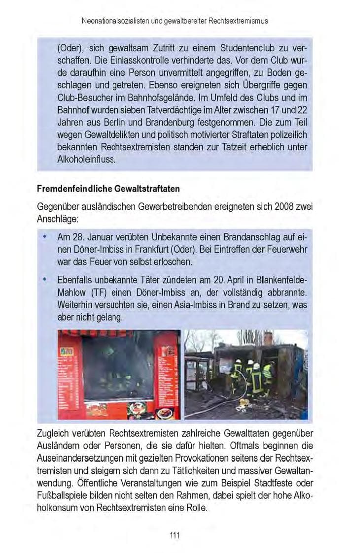 Seite 113 des Verfassungsschutzbericht 2008 Brandenburg