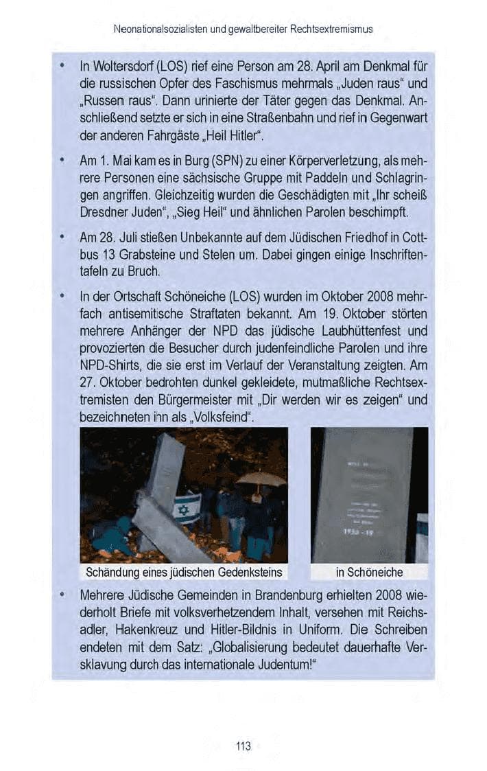 Seite 115 des Verfassungsschutzbericht 2008 Brandenburg