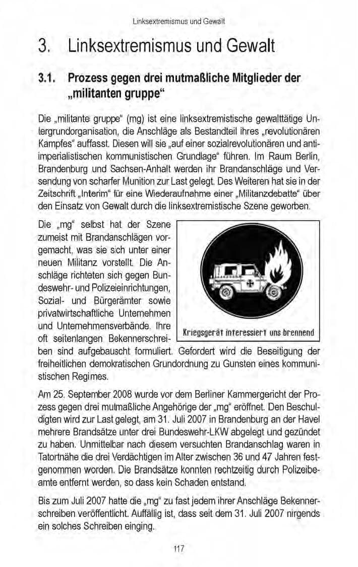 Seite 119 des Verfassungsschutzbericht 2008 Brandenburg