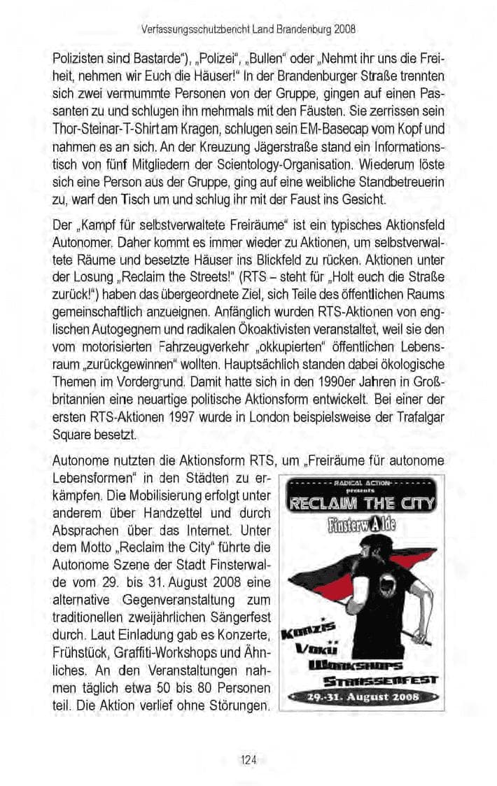Seite 126 des Verfassungsschutzbericht 2008 Brandenburg