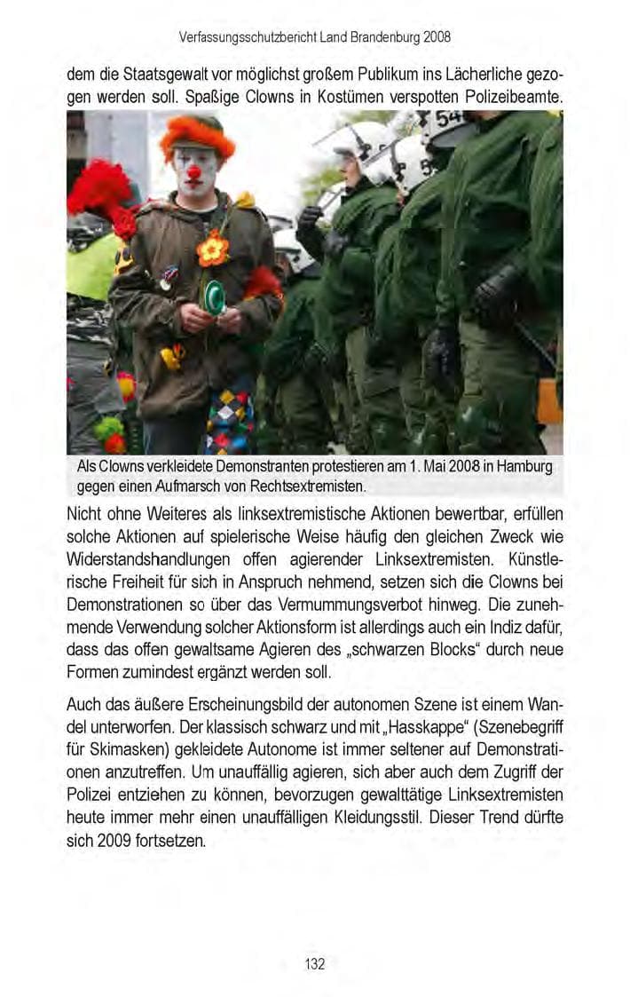 Seite 134 des Verfassungsschutzbericht 2008 Brandenburg