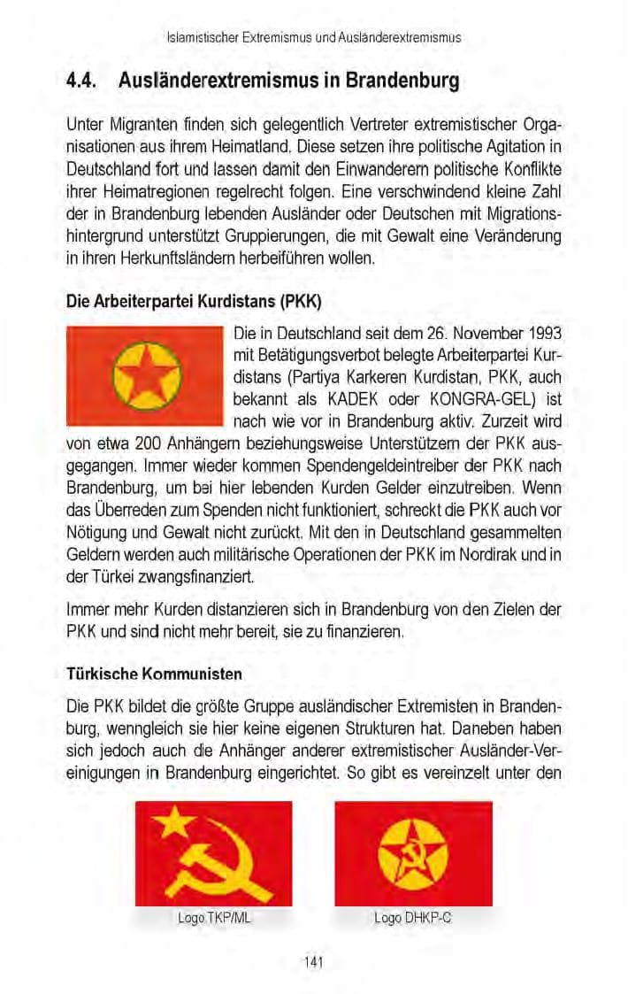 Seite 143 des Verfassungsschutzbericht 2008 Brandenburg