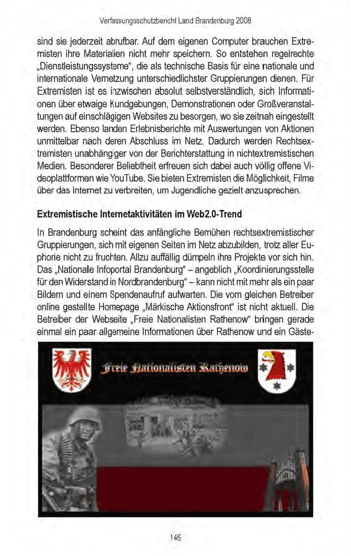 Seite 148 des Verfassungsschutzbericht 2008 Brandenburg
