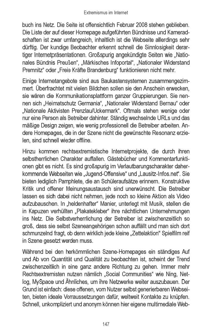Seite 149 des Verfassungsschutzbericht 2008 Brandenburg