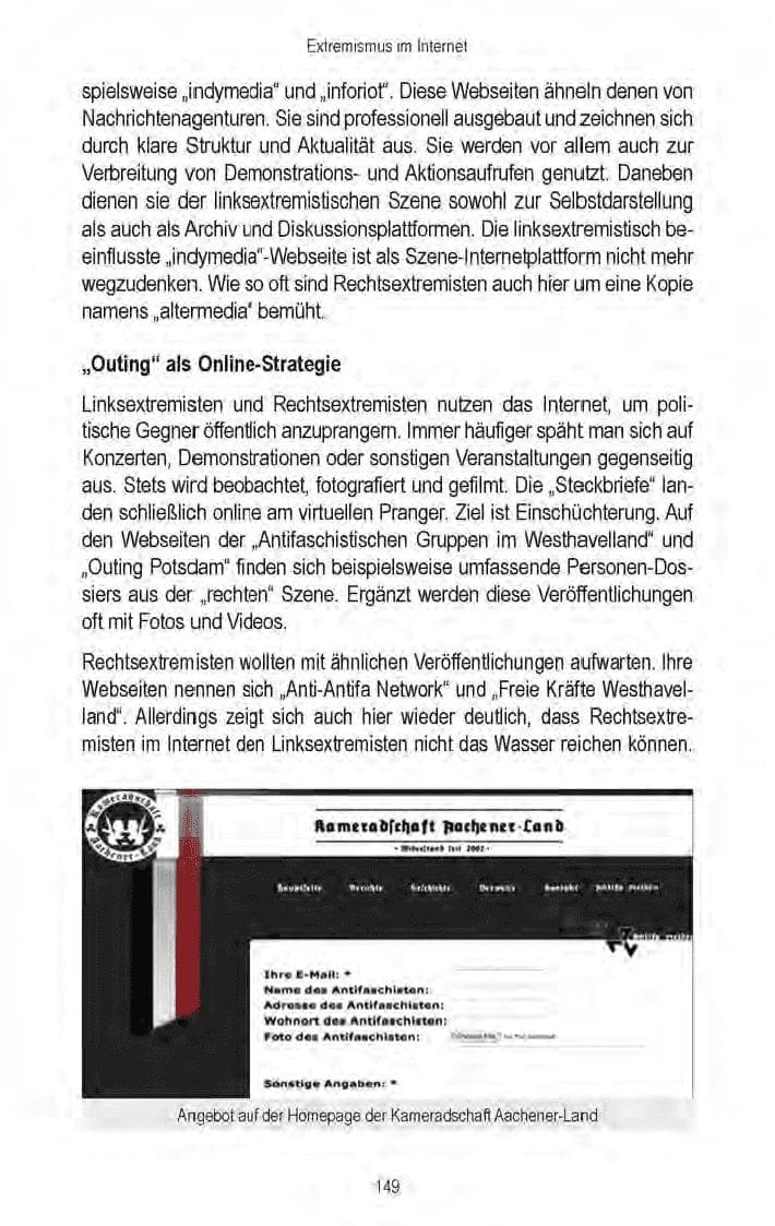 Seite 151 des Verfassungsschutzbericht 2008 Brandenburg