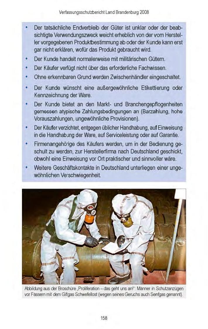 Seite 160 des Verfassungsschutzbericht 2008 Brandenburg