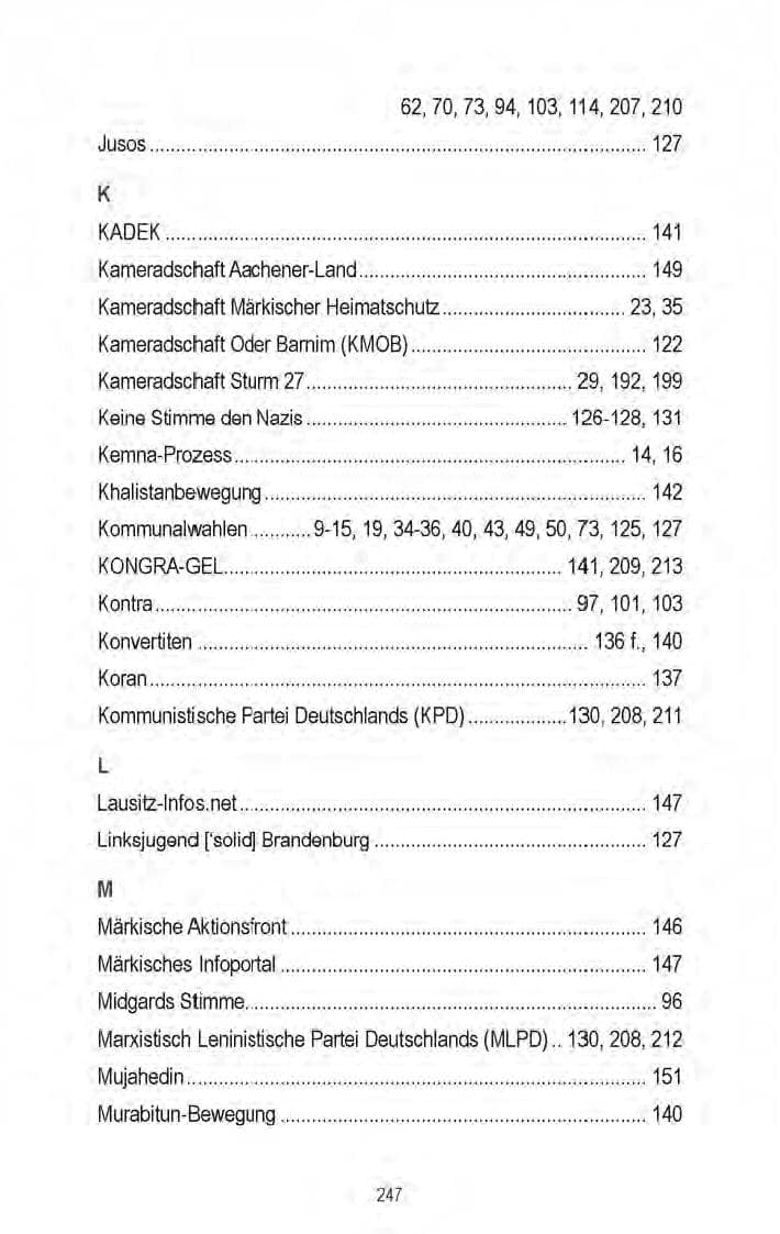 Seite 187 des Verfassungsschutzbericht 2008 Brandenburg