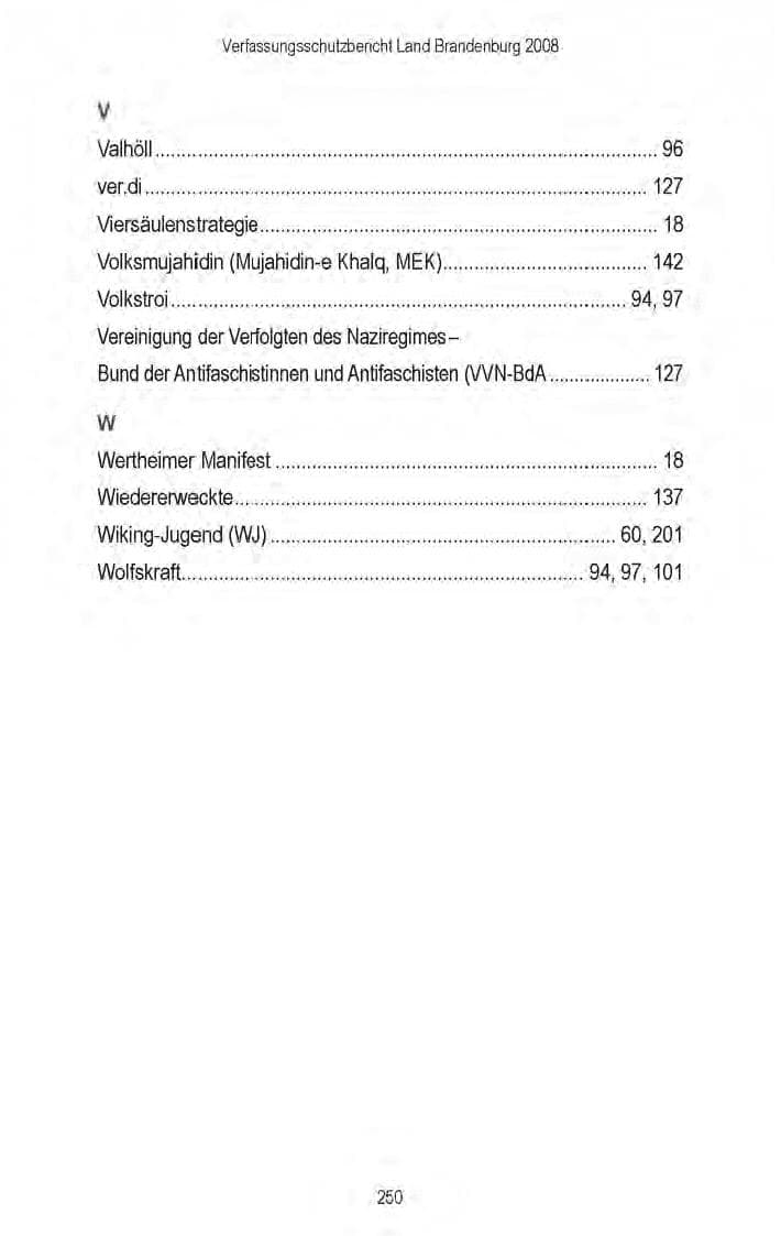 Seite 190 des Verfassungsschutzbericht 2008 Brandenburg