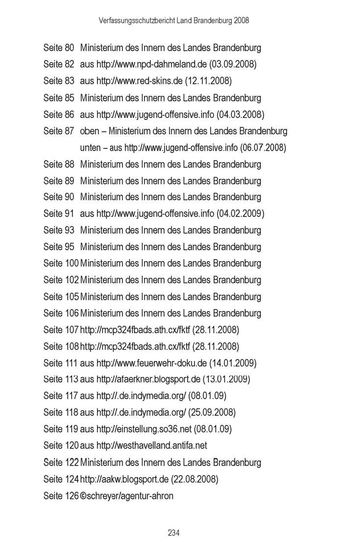 Seite 192 des Verfassungsschutzbericht 2008 Brandenburg
