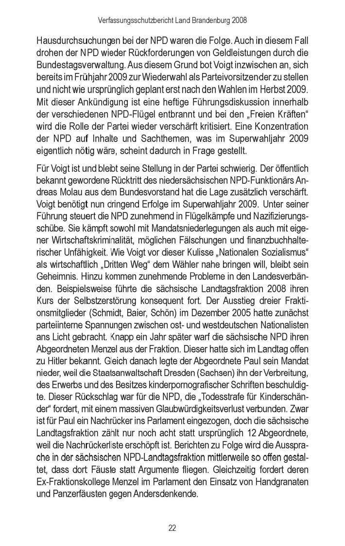 Seite 24 des Verfassungsschutzbericht 2008 Brandenburg