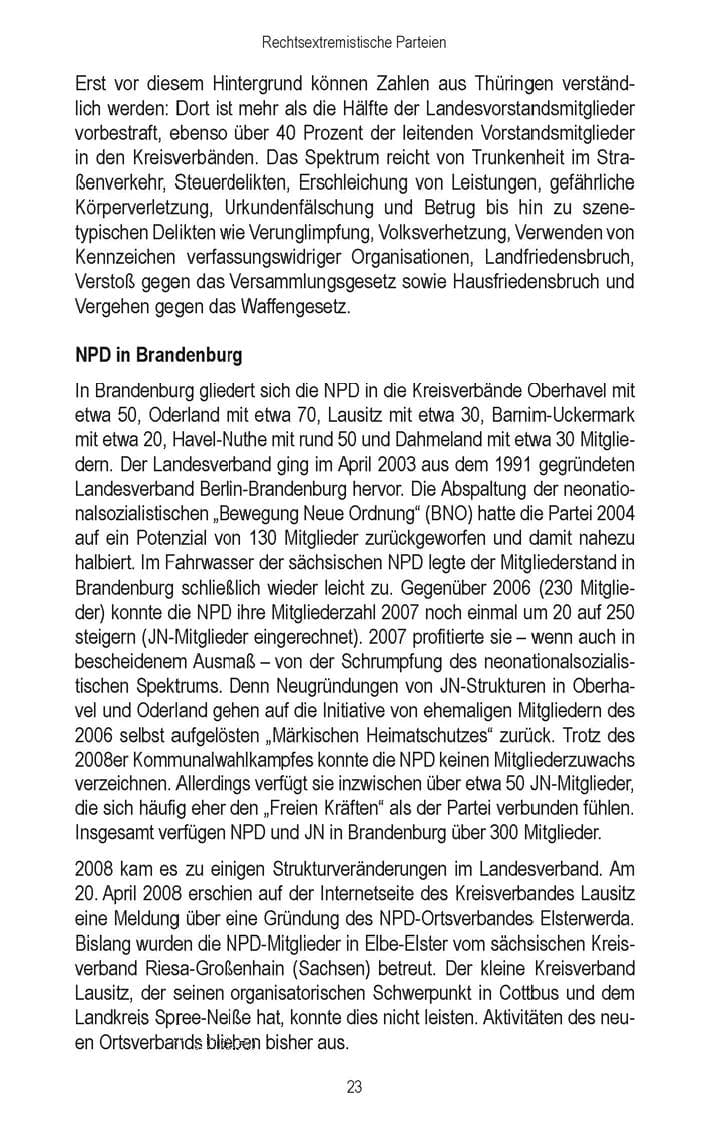 Seite 25 des Verfassungsschutzbericht 2008 Brandenburg