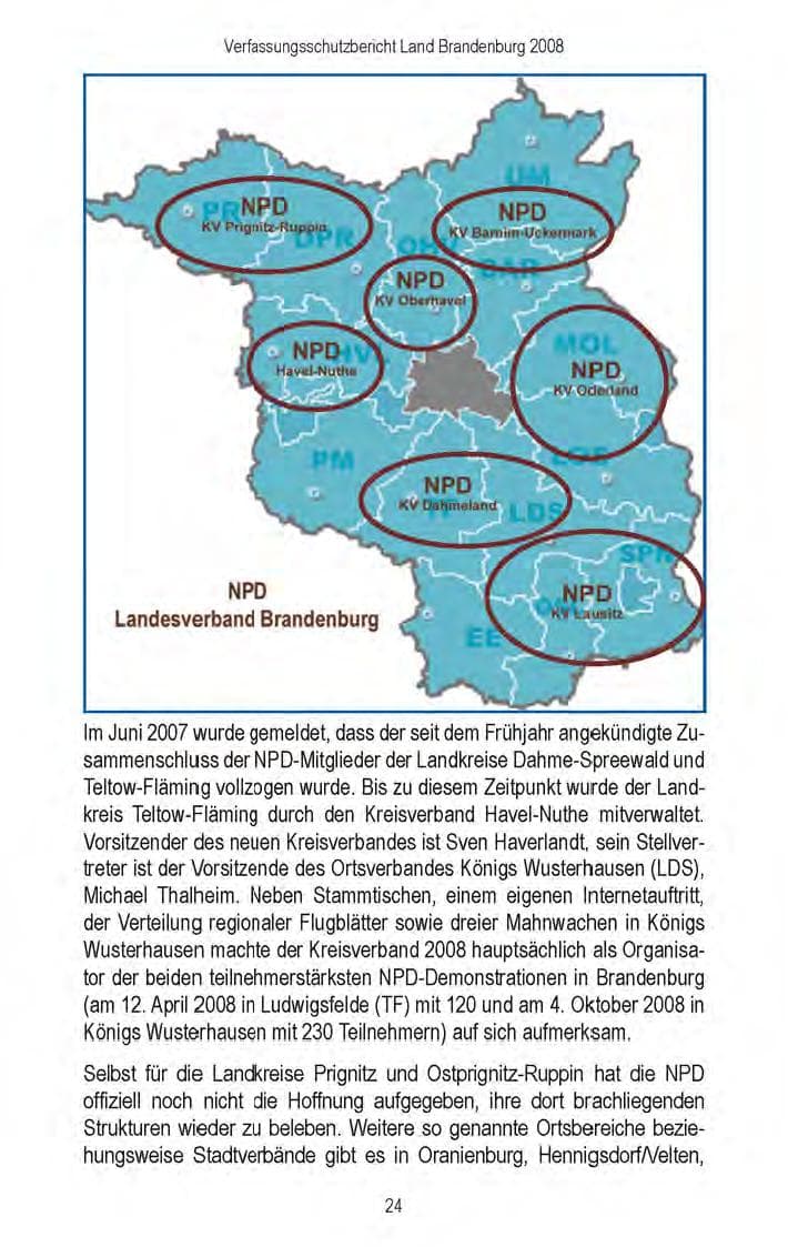 Seite 26 des Verfassungsschutzbericht 2008 Brandenburg