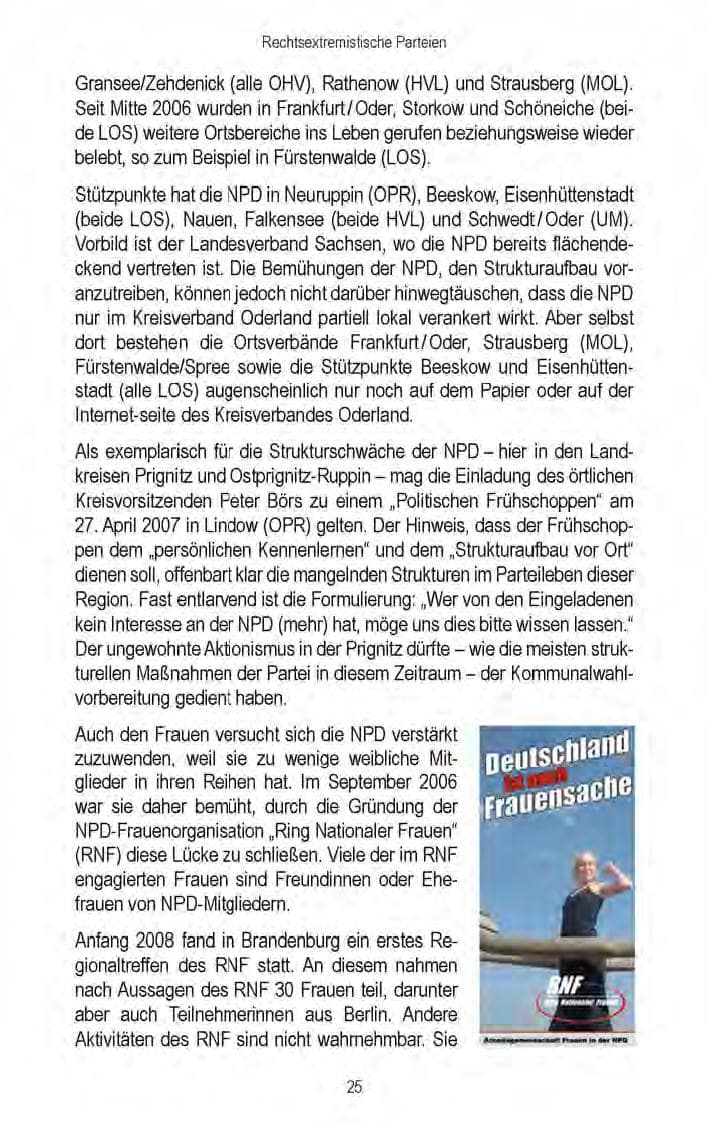 Seite 27 des Verfassungsschutzbericht 2008 Brandenburg