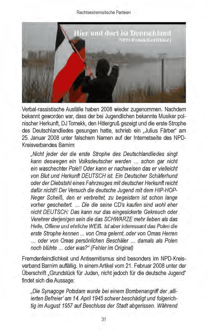 Seite 33 des Verfassungsschutzbericht 2008 Brandenburg