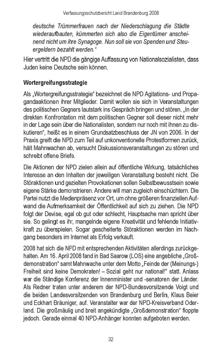 Seite 34 des Verfassungsschutzbericht 2008 Brandenburg