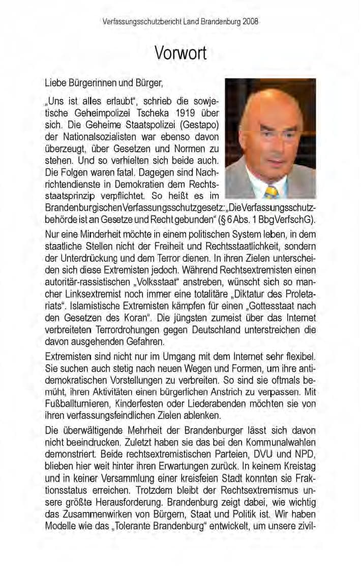 Seite 5 des Verfassungsschutzbericht 2008 Brandenburg