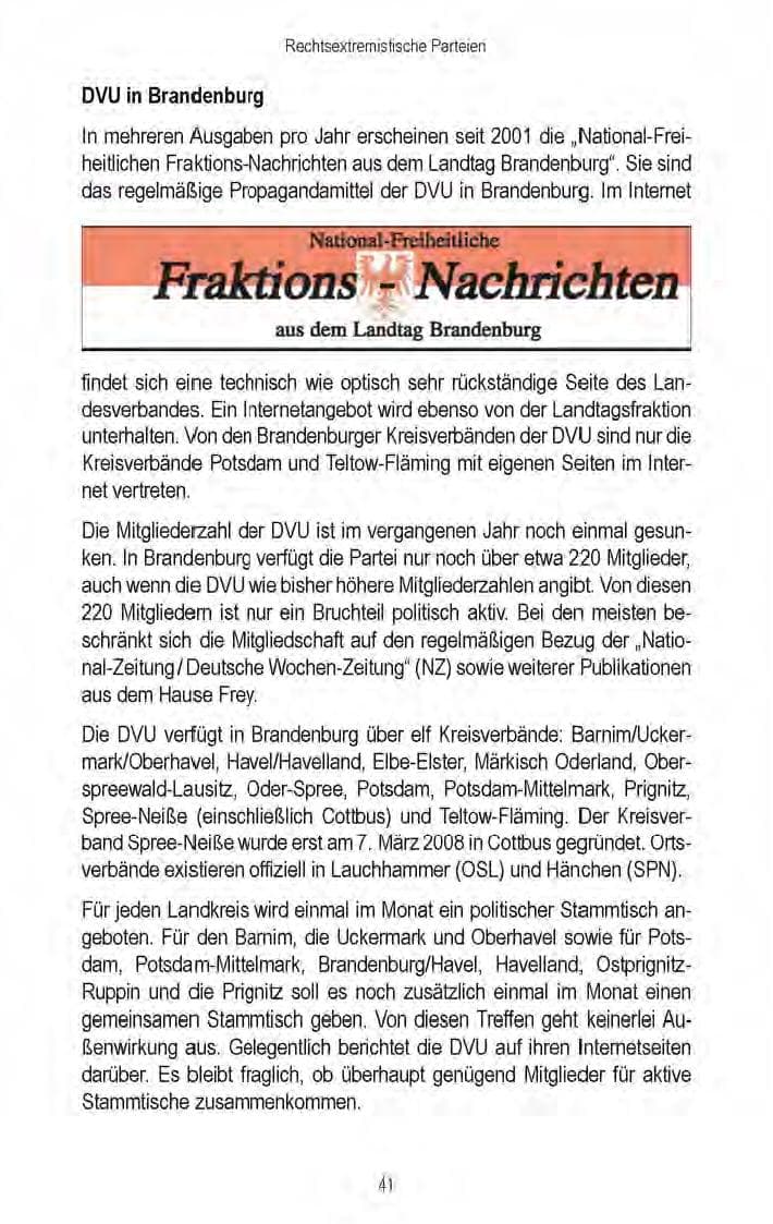 Seite 43 des Verfassungsschutzbericht 2008 Brandenburg
