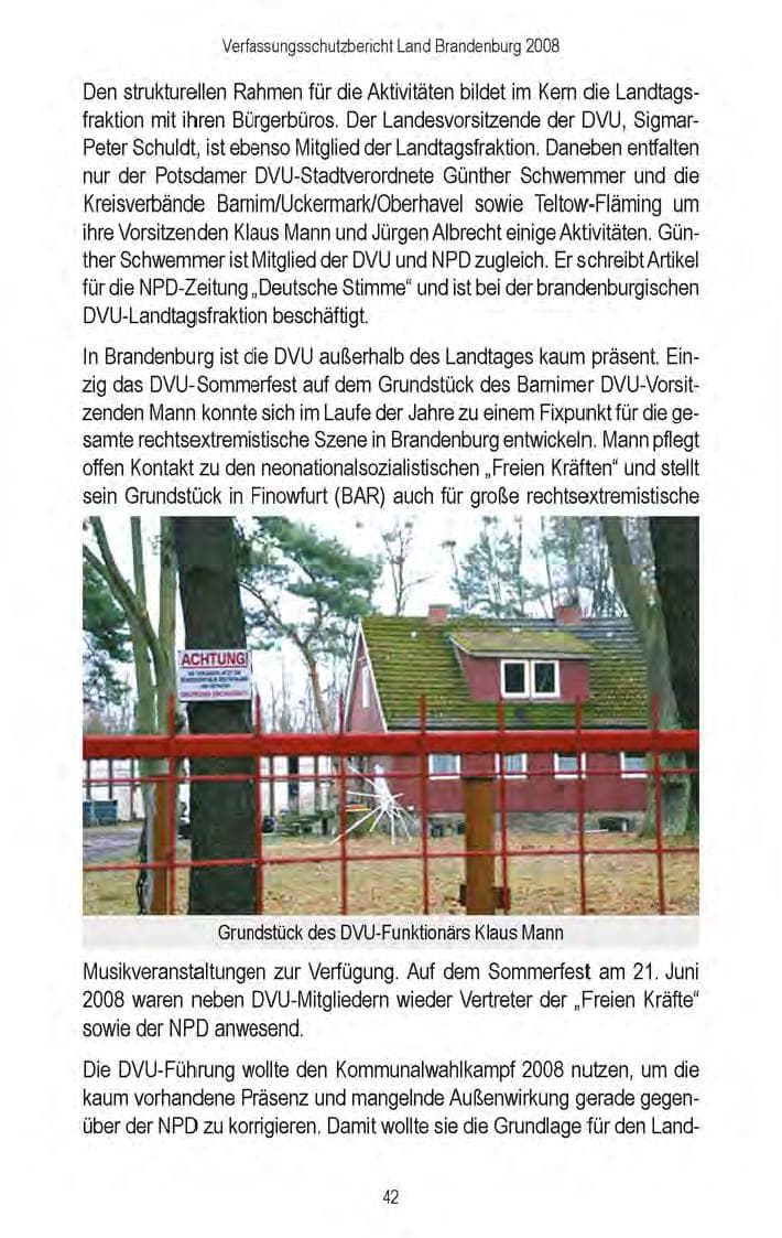 Seite 44 des Verfassungsschutzbericht 2008 Brandenburg