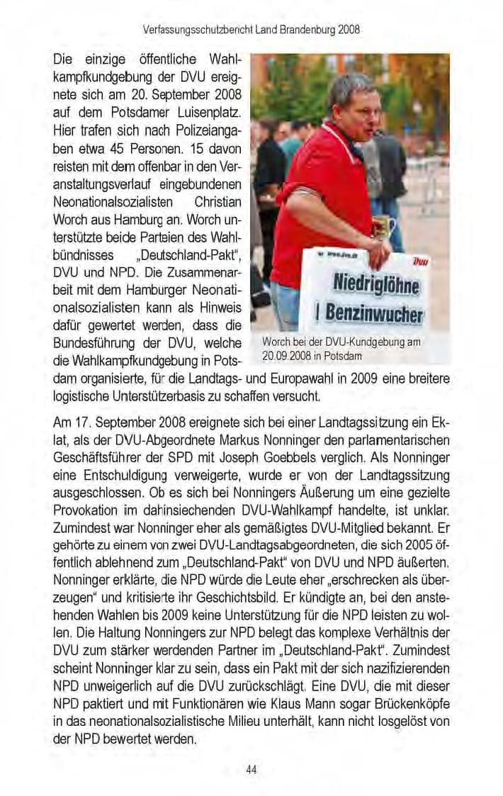 Seite 46 des Verfassungsschutzbericht 2008 Brandenburg