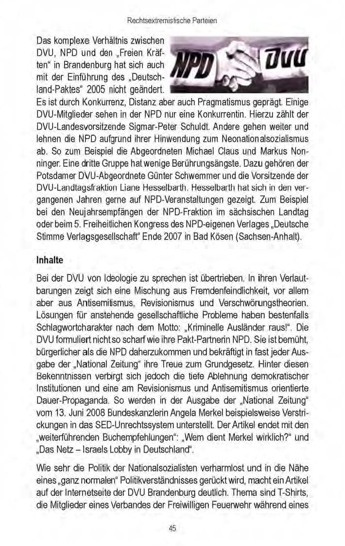 Seite 47 des Verfassungsschutzbericht 2008 Brandenburg