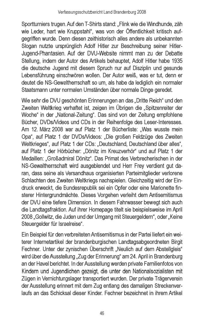 Seite 48 des Verfassungsschutzbericht 2008 Brandenburg