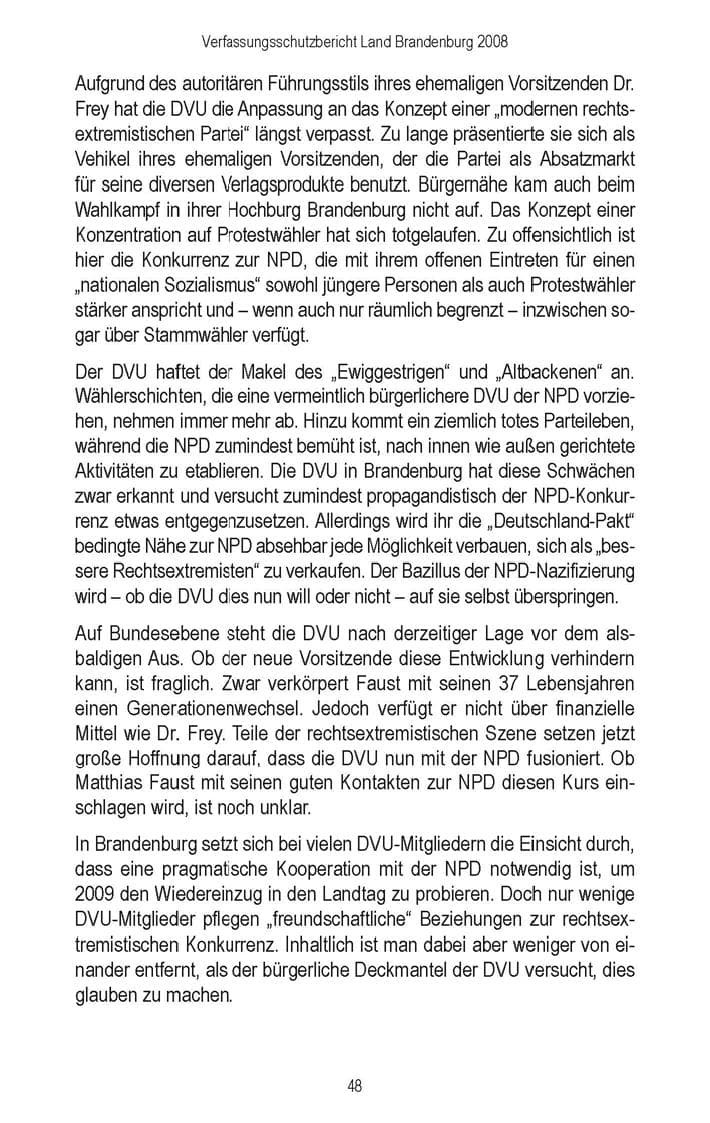 Seite 50 des Verfassungsschutzbericht 2008 Brandenburg