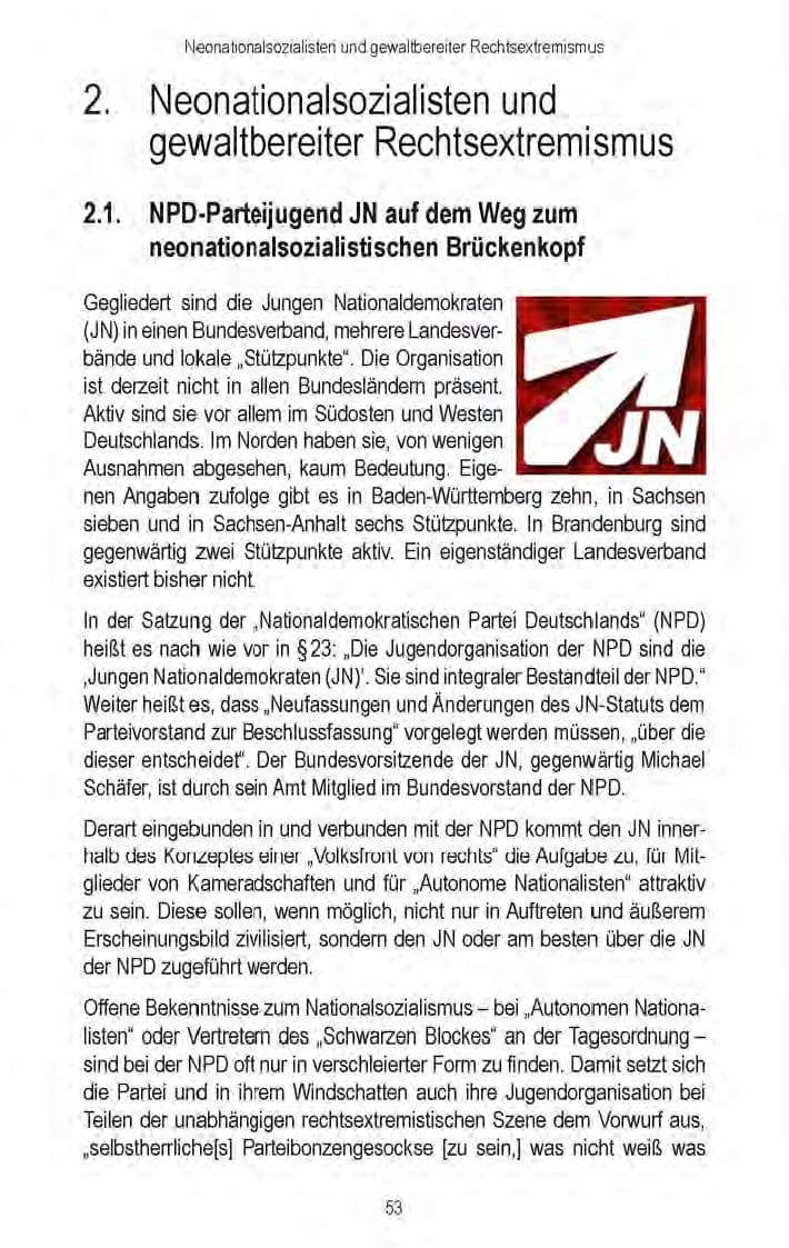 Seite 55 des Verfassungsschutzbericht 2008 Brandenburg