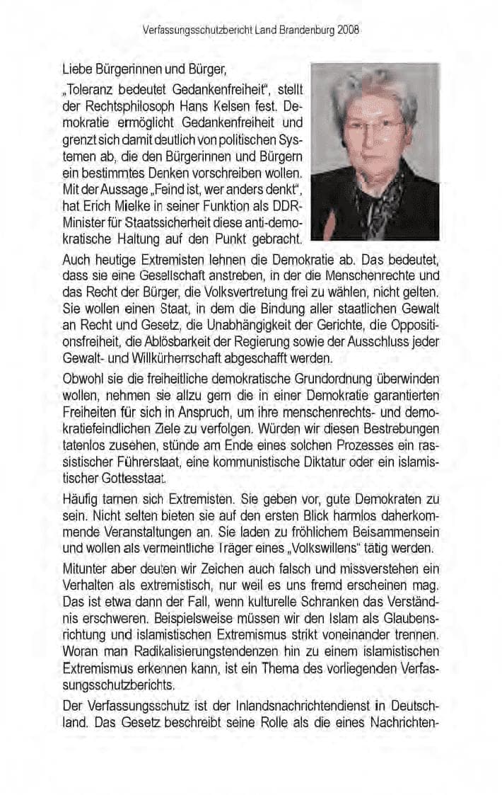 Seite 7 des Verfassungsschutzbericht 2008 Brandenburg