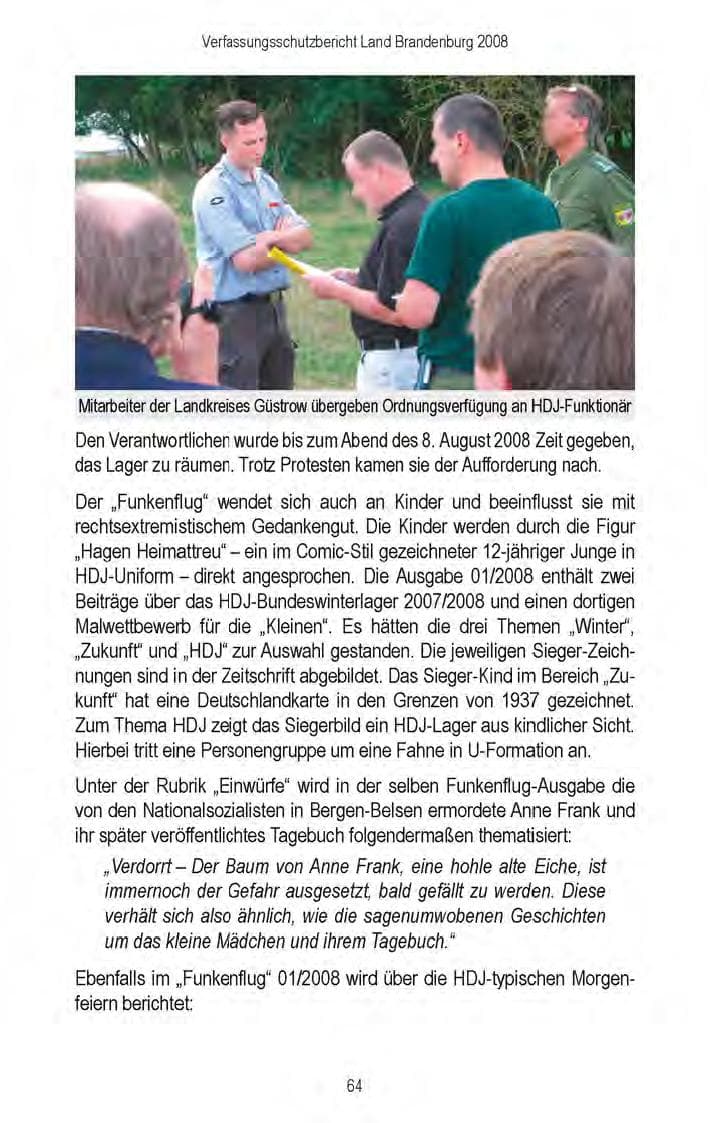 Seite 66 des Verfassungsschutzbericht 2008 Brandenburg