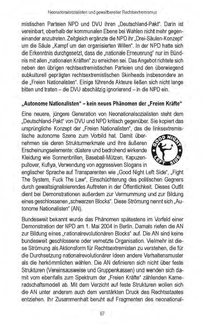 Seite 69 des Verfassungsschutzbericht 2008 Brandenburg