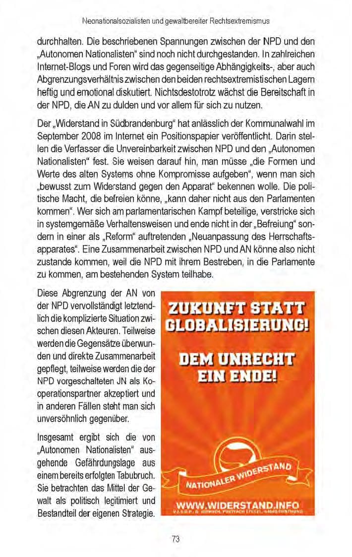 Seite 75 des Verfassungsschutzbericht 2008 Brandenburg