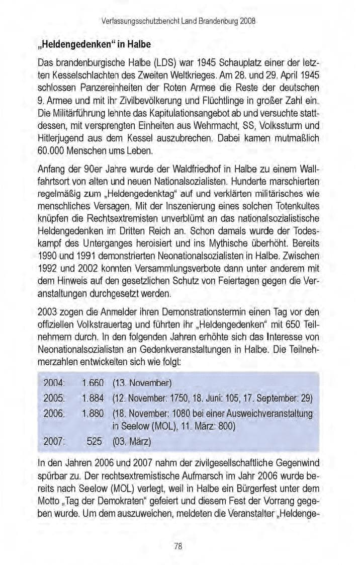 Seite 80 des Verfassungsschutzbericht 2008 Brandenburg