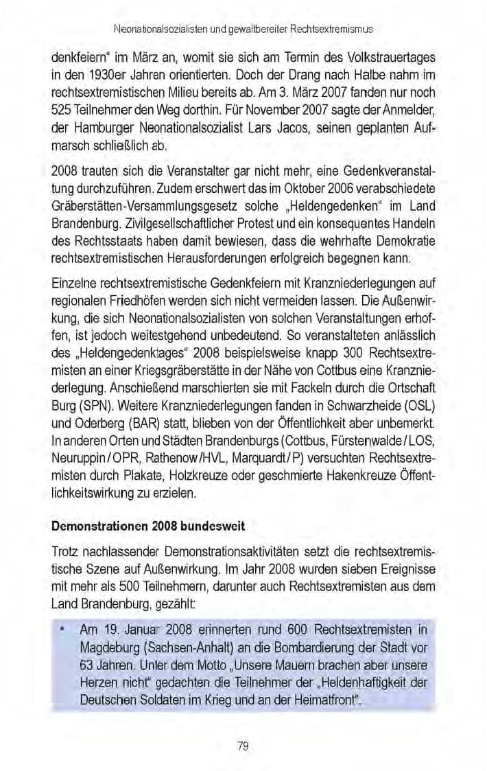 Seite 81 des Verfassungsschutzbericht 2008 Brandenburg